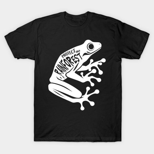 White Dart frog - Protect the rainforest T-Shirt by PrintSoulDesigns